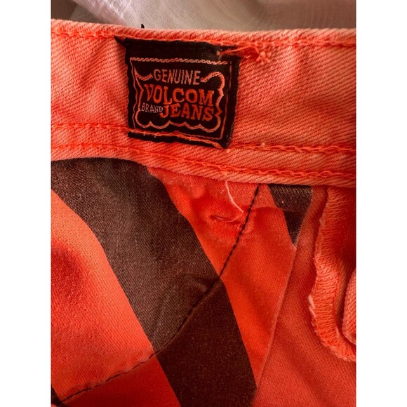 Volcom Juniors Sound Check Florescent Orange Denim Jeans Short Shorts 3/26 - Picture 5 of 6